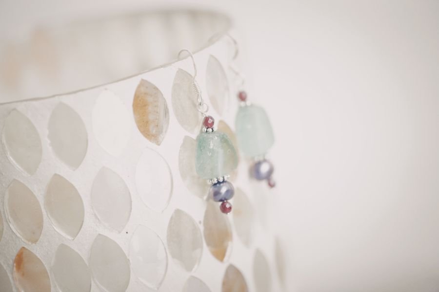 Beaded earrings with stone accents