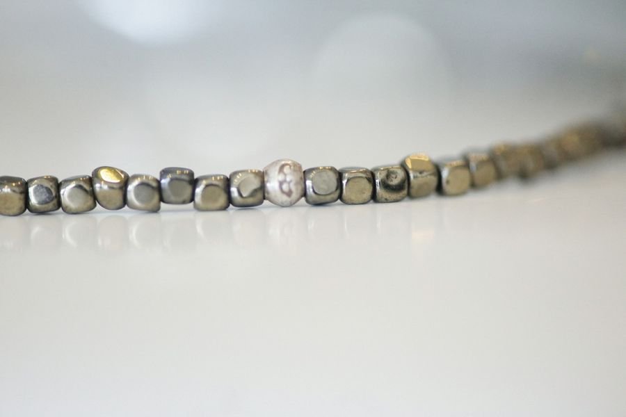 Close-up of beaded lanyard strand